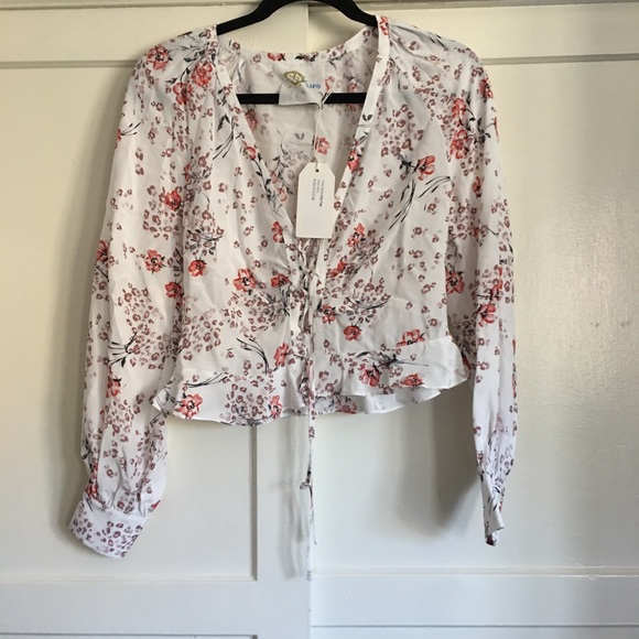 PB Blue Life lillia top in ivory floral NWT size S - Picture 3 of 13